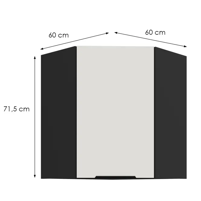 Konyhaszekrény Aria-Wh/Bl Anti Fingerprint 60x60 Gn-72 1f (45°),2