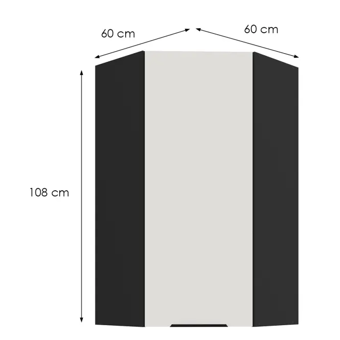 Konyhaszekrény Aria-Wh/Bl Anti Fingerprint 60x60 Gn-108 1f (45°),2