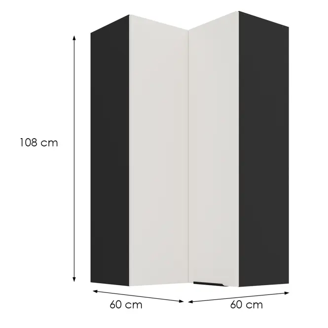 Konyhaszekrény Aria-Wh/Bl Anti Fingerprint 60x60 Gn-108 2f (90°)
