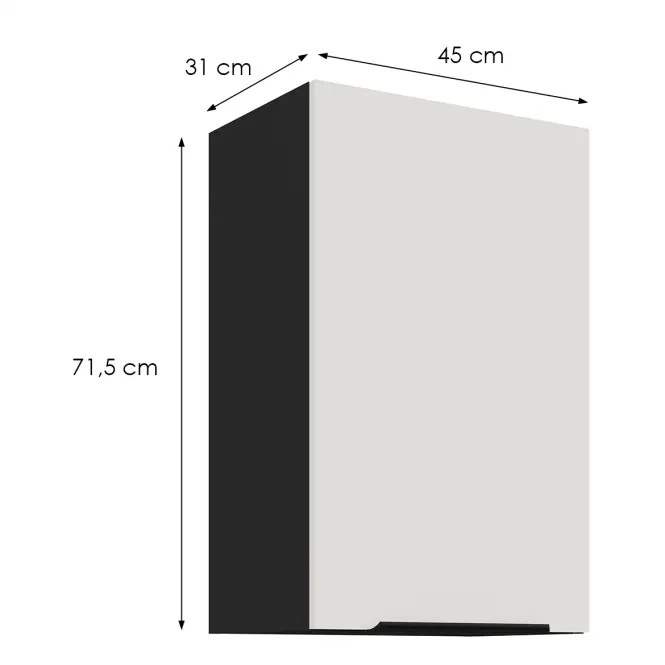 Konyhaszekrény Aria-Wh/Bl Anti Fingerprint 45g-72 1f,2