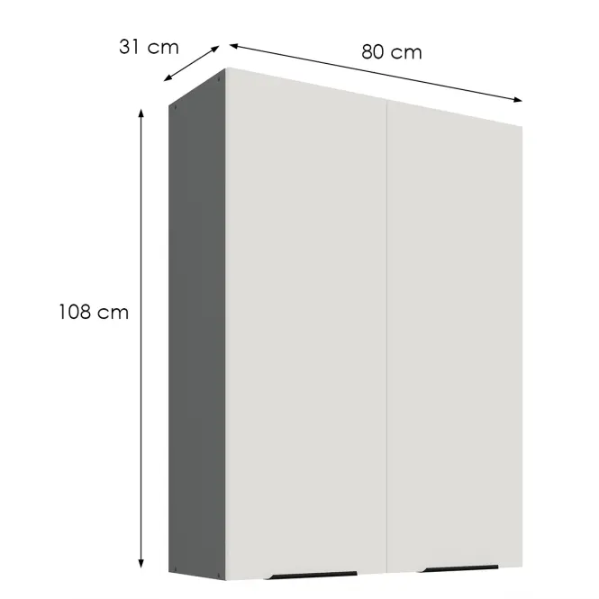 Konyhaszekrény Aria-Wh/Ant Anti Fingerprint 80g-108 2f,2