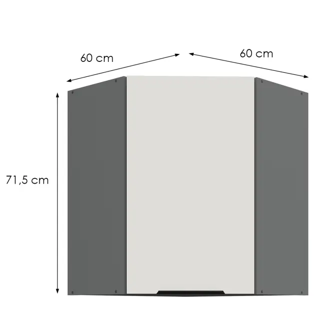 Konyhaszekrény Aria-Wh/Ant Anti Fingerprint 60x60 Gn-72 1f (45°)