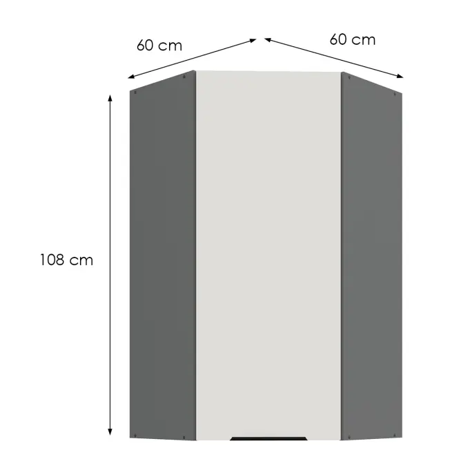 Konyhaszekrény Aria-Wh/Ant Anti Fingerprint 60x60 Gn-108 1f (45°)