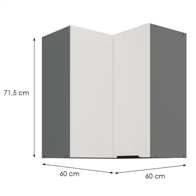 Konyhaszekrény Aria-Wh/Ant Anti Fingerprint 60x60 Gn-72 2f (90°)