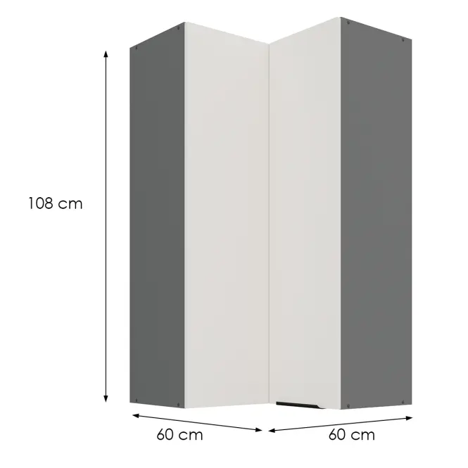 Konyhaszekrény Aria-Wh/Ant Anti Fingerprint 60x60 Gn-108 2f (90°)