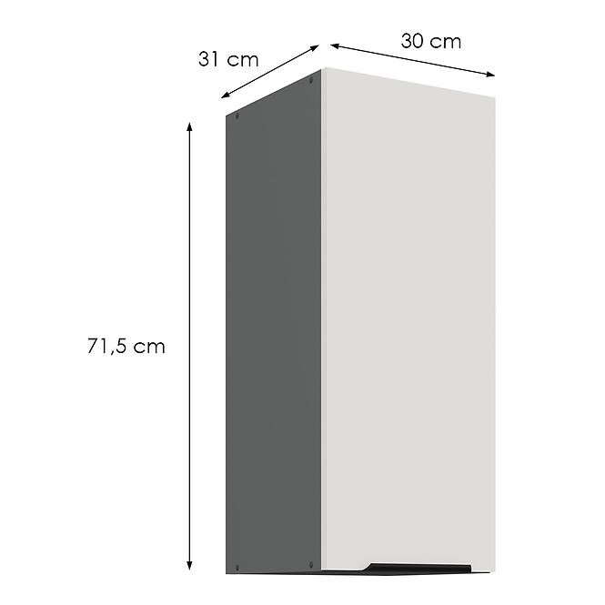 Konyhaszekrény Aria-Wh/Ant Anti Fingerprint 30g-72 1f,2
