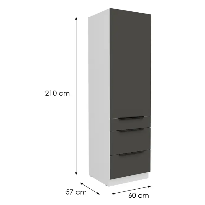 Konyhaszekrény Aria-Gr/Wh Anti Fingerprint 60dks-210 1f 3s,2