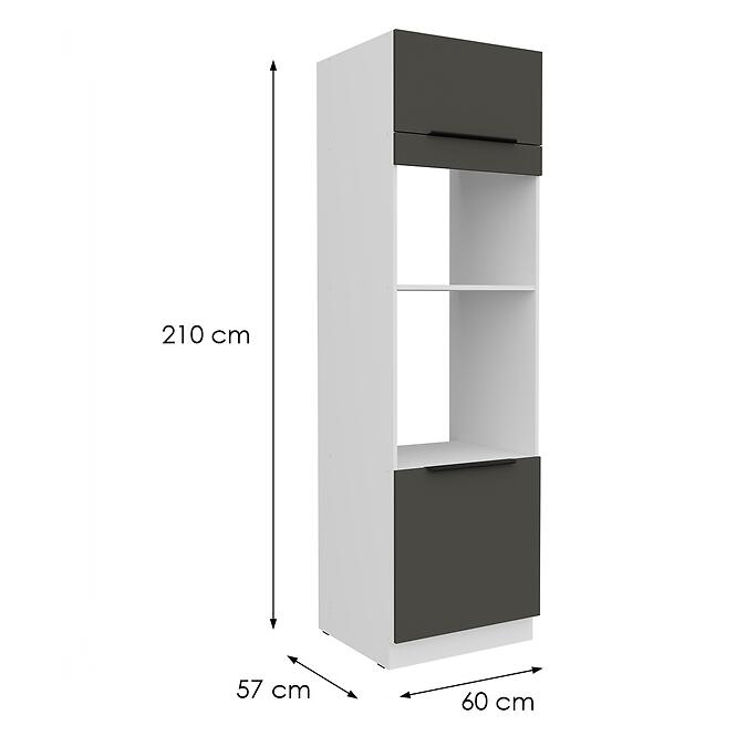 Konyhaszekrény Aria-Gr/Wh Anti Fingerprint 60dpm-210 2f