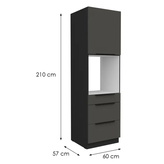 Konyhaszekrény Aria-Gr/Bl Anti Fingerprint 60dps-210 1f 3s