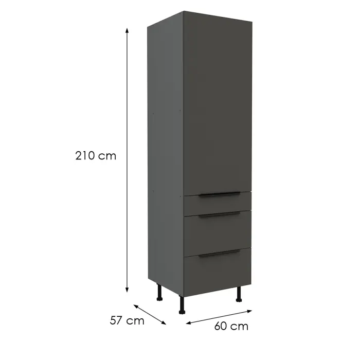 Konyhaszekrény Aria-Gr/Ant Anti Fingerprint 60dks-215 1f 3s