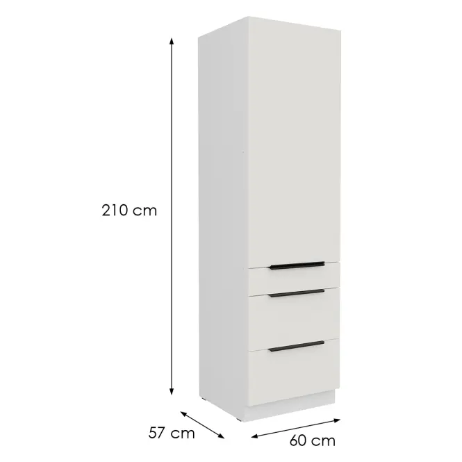 Konyhaszekrény Aria-Wh/Wh Anti Fingerprint 60dks-210 1f 3s,2
