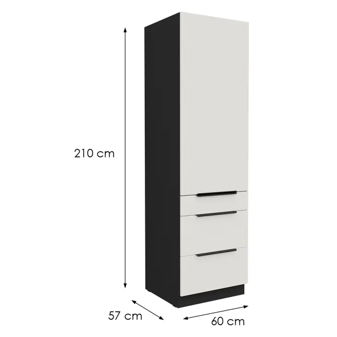 Konyhaszekrény Aria-Wh/Bl Anti Fingerprint 60dks-210 1f 3s,2
