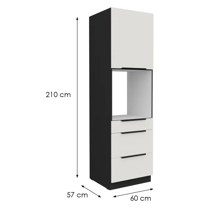 Konyhaszekrény Aria-Wh/Bl Anti Fingerprint 60dps-210 1f 3s,2