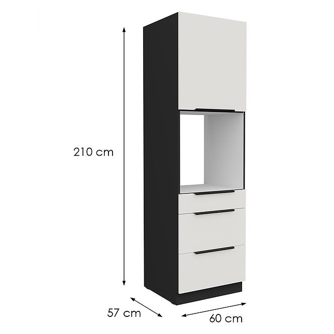 Konyhaszekrény Aria-Wh/Bl Anti Fingerprint 60dps-210 1f 3s,2