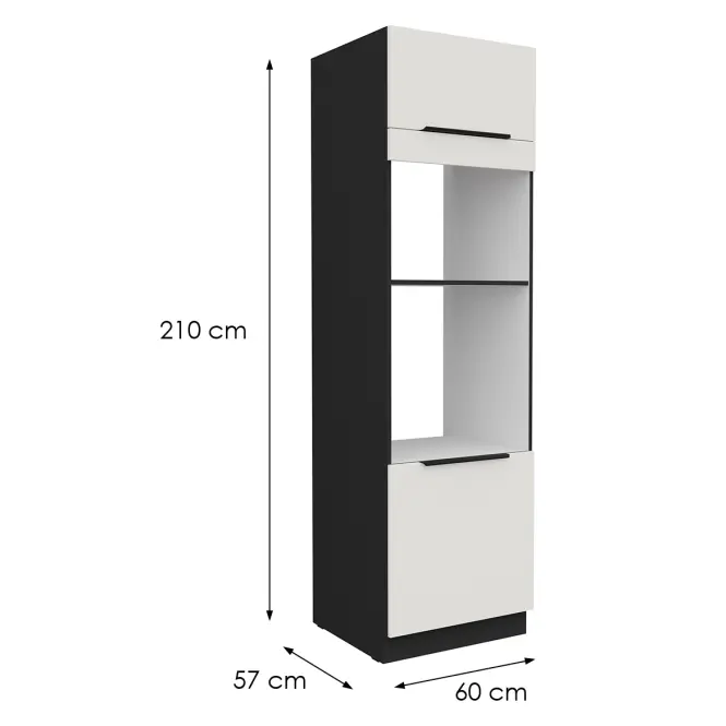 Konyhaszekrény Aria-Wh/Bl Anti Fingerprint 60dpm-210 2f