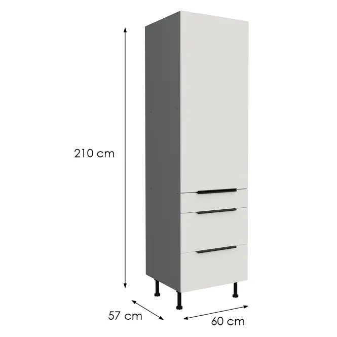 Konyhaszekrény Aria-Wh/Ant Anti Fingerprint 60dks-215 1f 3s,2