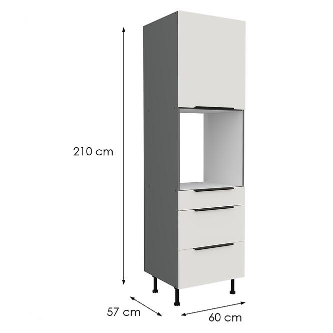 Konyhaszekrény Aria-Wh/Ant Anti Fingerprint 60dps-215 1f 3s,2