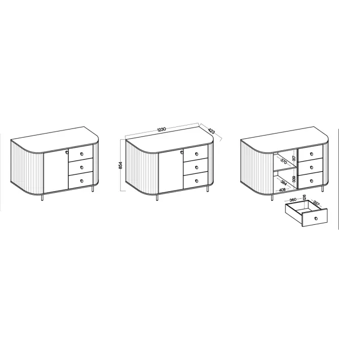 Komód Ovalio 813  1f 3s Cremona Tölgy