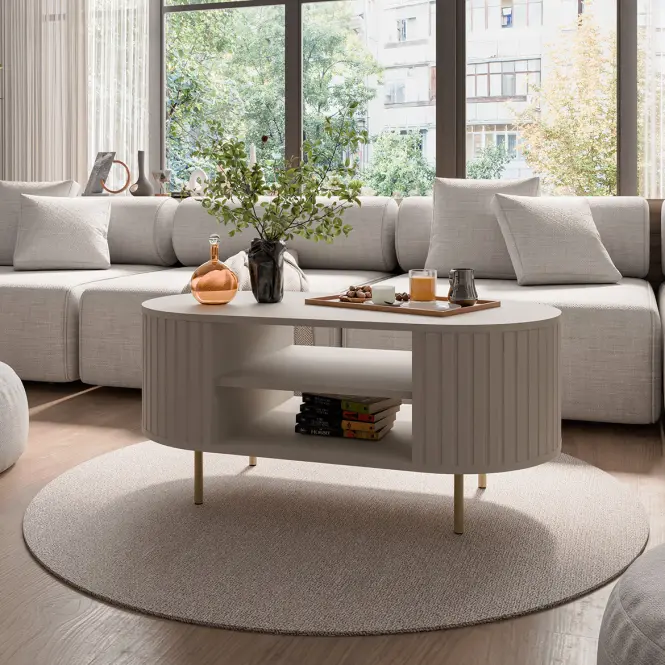 Dohányzóasztal Ovalio 200  Homok Bézs,9