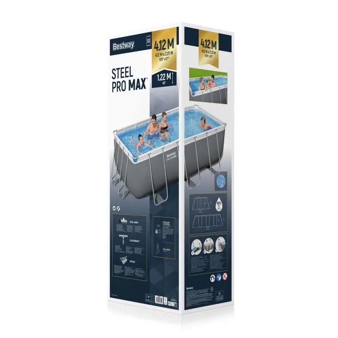 Téglalap alakú úszómedence kerettel 4,12 x 2,01 x 1,22 m BESTWAY 56456