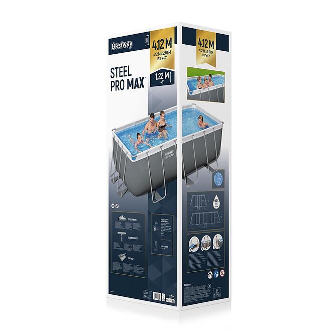 Téglalap alakú úszómedence kerettel 4,12 x 2,01 x 1,22 m BESTWAY 56456,8