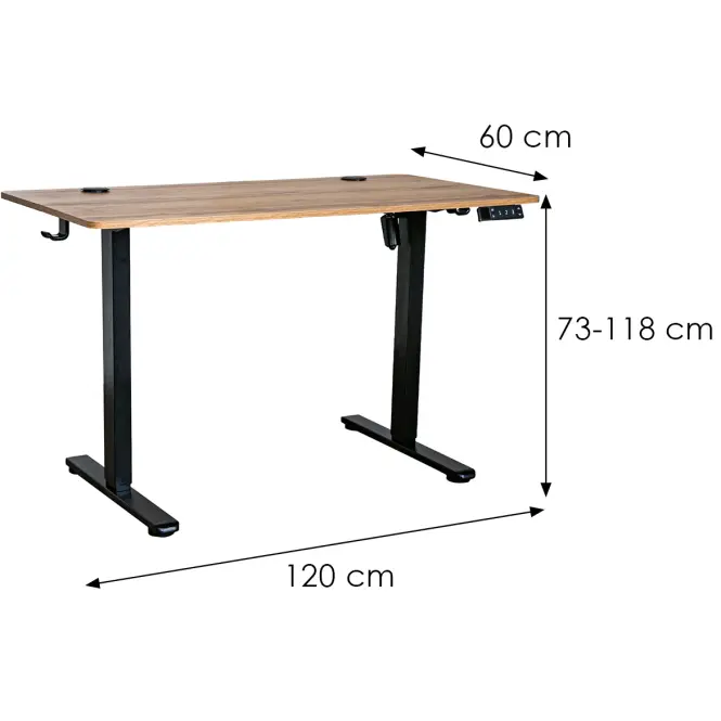 Elektromos íróasztal Seville 12530 tölgy/fekete,2