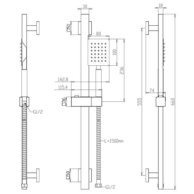 Zuhanykészlet Remi X 1-f fekete,2