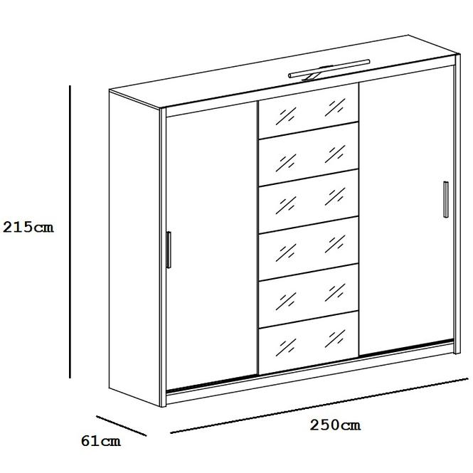 Szekrény Malibu 250 cm fehér