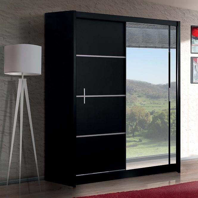 Szekrény Vista 150 cm fekete/tükör