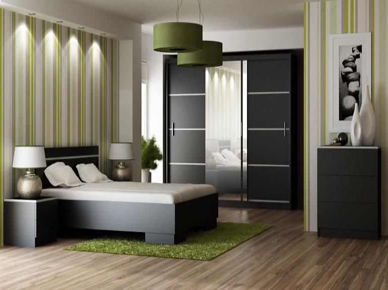 Szekrény Vista 150 cm fekete/tükör