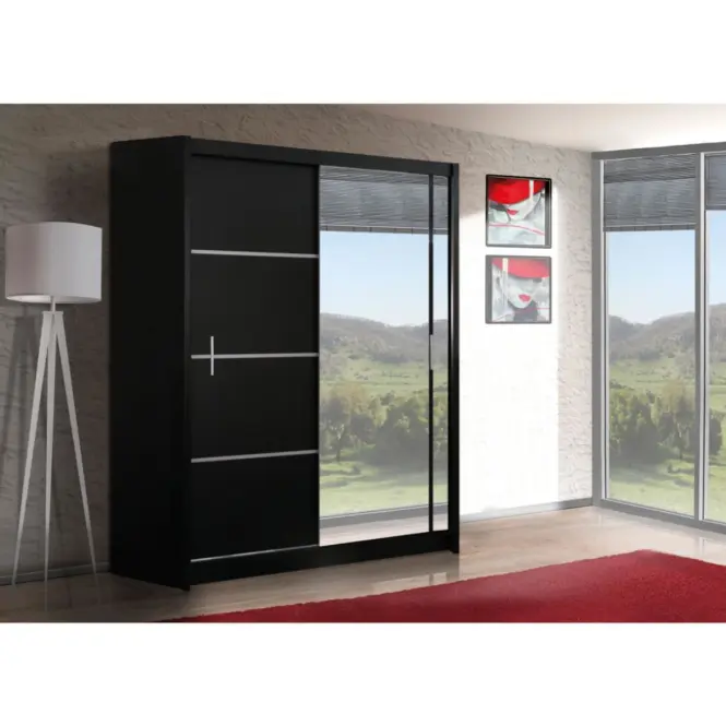 Szekrény Vista 150 cm fekete/tükör,5