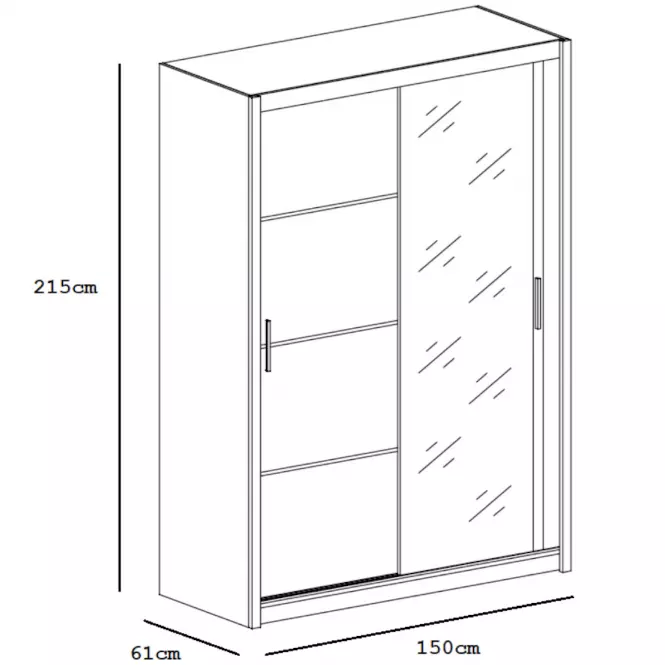 Szekrény Vista 150 cm fekete/tükör