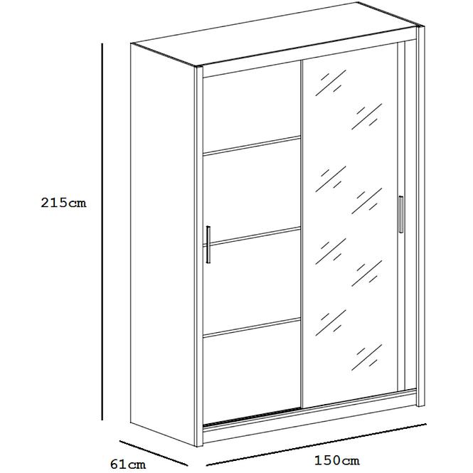 Szekrény Vista 150 cm fehér/tükör