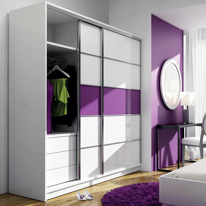 Szekrény Dubaj 226 cm fehér/lila