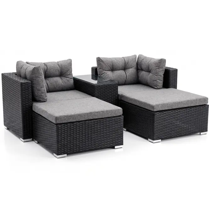 Centros fekete technorattan készlet,5