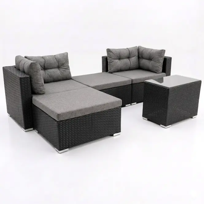 Centros fekete technorattan készlet,6
