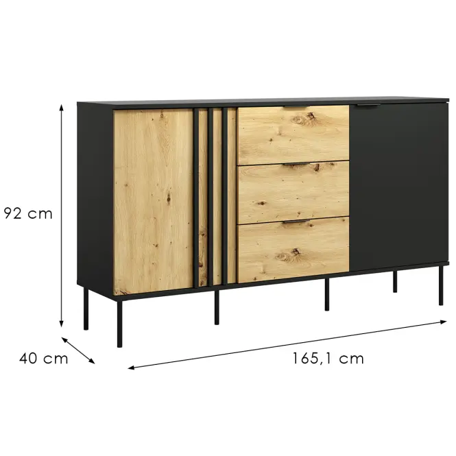 Komód 2D3SZ RiminI 03 fekete/artisan,2