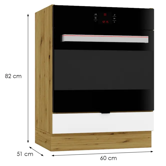 Konyhaszekrény Cosmo Gianna Dk60 Fehér Alaszka/Tölgy Artisan