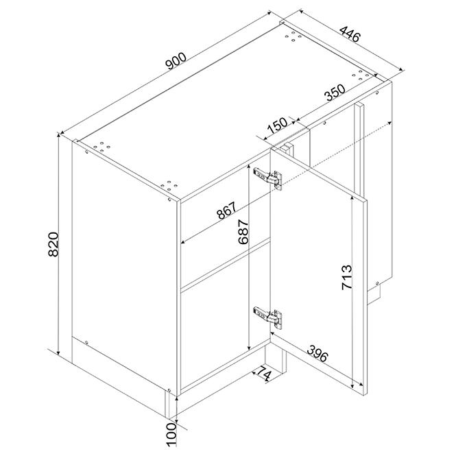 Konyhaszekrény Cosmo Gianna Dnp P/L Fehér Alaszka/Tölgy Artisan,2