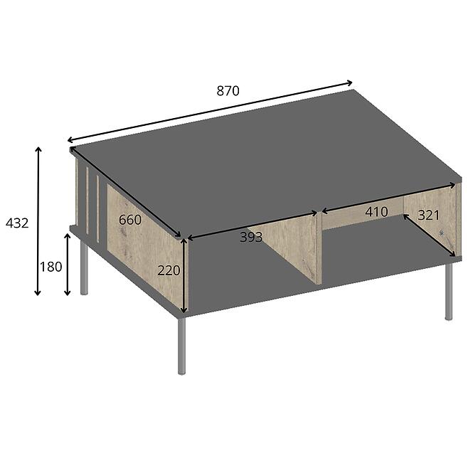 Dohányzóasztal Rimini 07 fekete/artisan