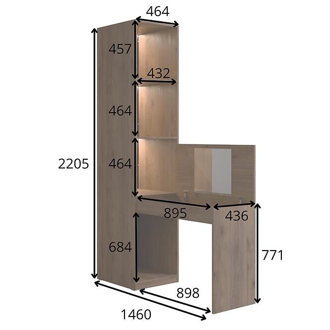 Regál egy íróasztallal/Fésülködő Wenecja 25 dió elegant,5