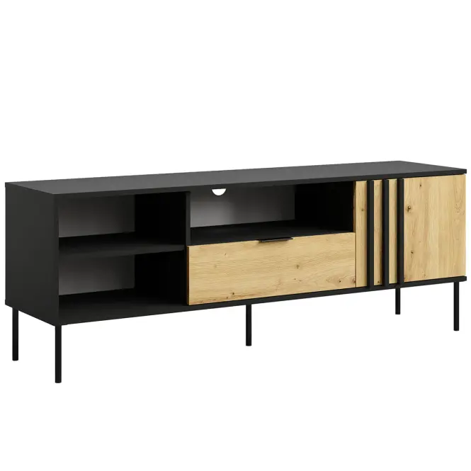 Szekrény RTV 1D1SZ Rimini 08 fekete/artisan