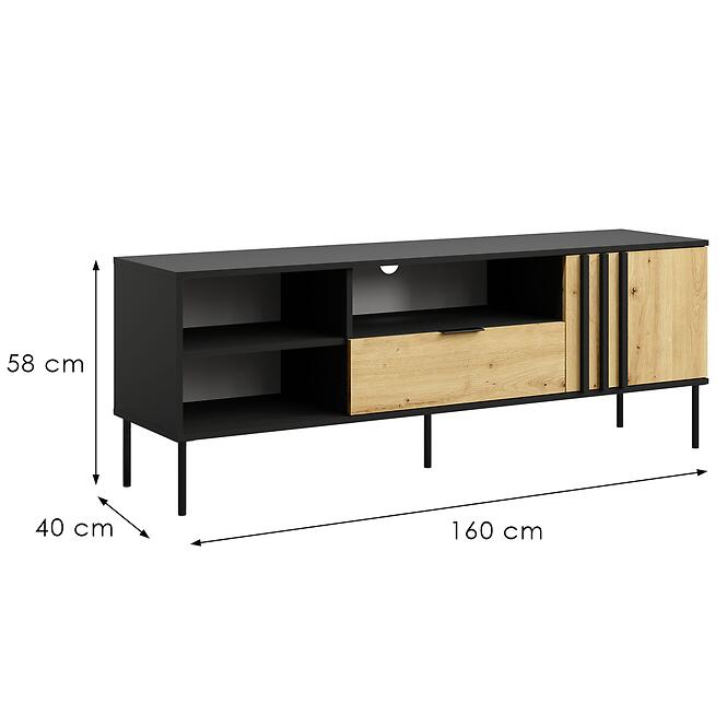 Szekrény RTV 1D1SZ Rimini 08 fekete/artisan,2