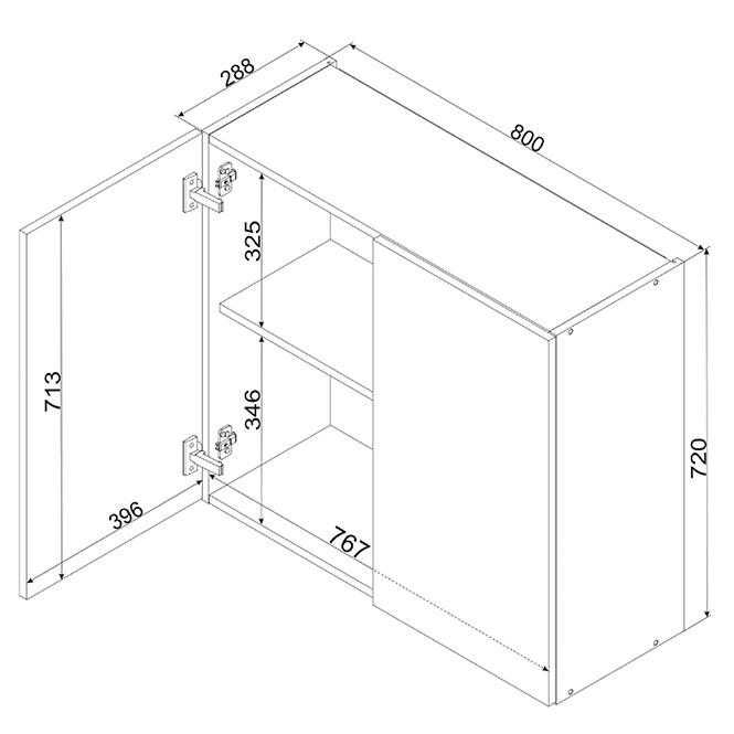 Konyhaszekrény Cosmo Gianna W80 Fehér Alaszka/TölgyArtisan,2