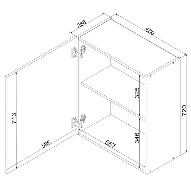Konyhaszekrény Cosmo Gianna W60 P/L Fehér Alaszka/TölgyArtisan