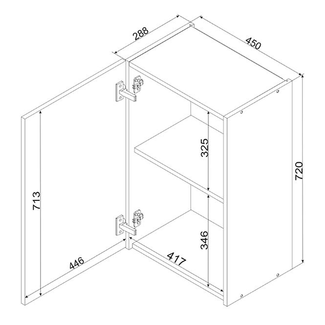 Konyhaszekrény Cosmo Gianna W45 P/L Fehér Alaszka/TölgyArtisan,2