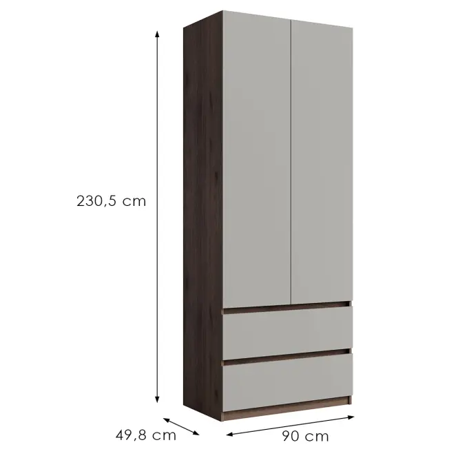 Szekrény Madison 2D2SZ 22 szürke/dió elegant