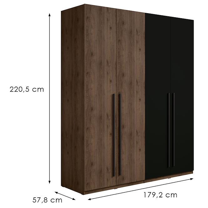 Szekrény Wenecja 20 dió elegant/fekete onyx,2