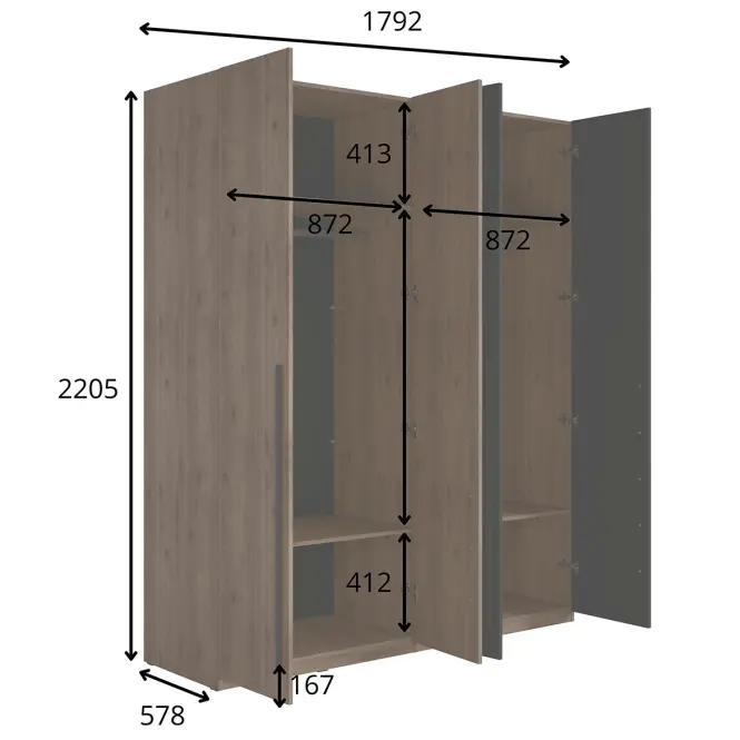 Szekrény Wenecja 20 dió elegant/fekete onyx,4