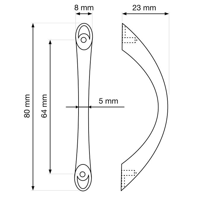 Bútorfogantyú Gitka 64 mm fényes fekete nikkel,2